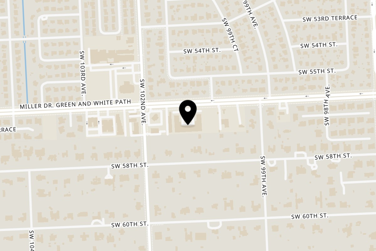 Map showing the location of The Fish House on 10000 SW 56th St in Miami